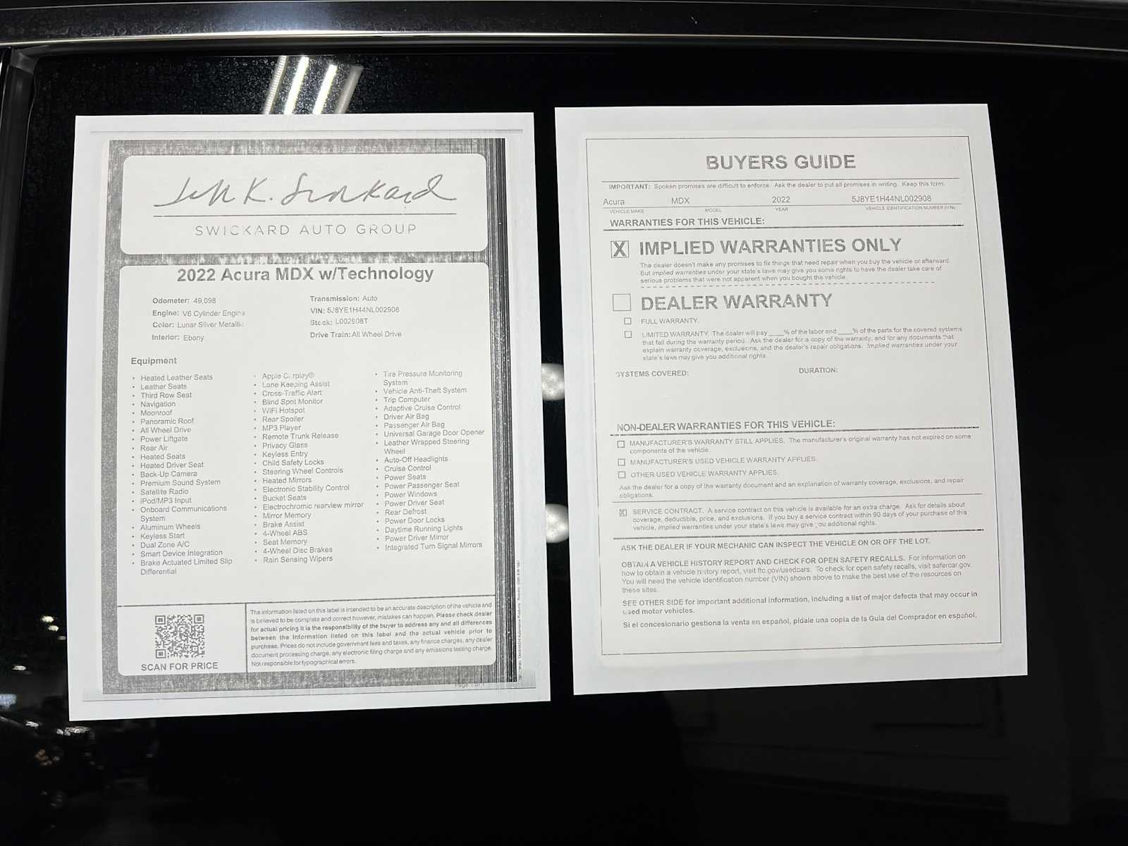 2022 Acura MDX w/Technology Package