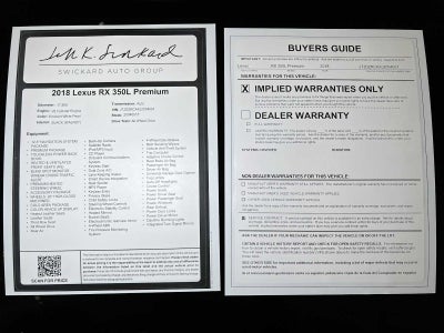 2018 Lexus RX 350L Premium RX 350L Premium