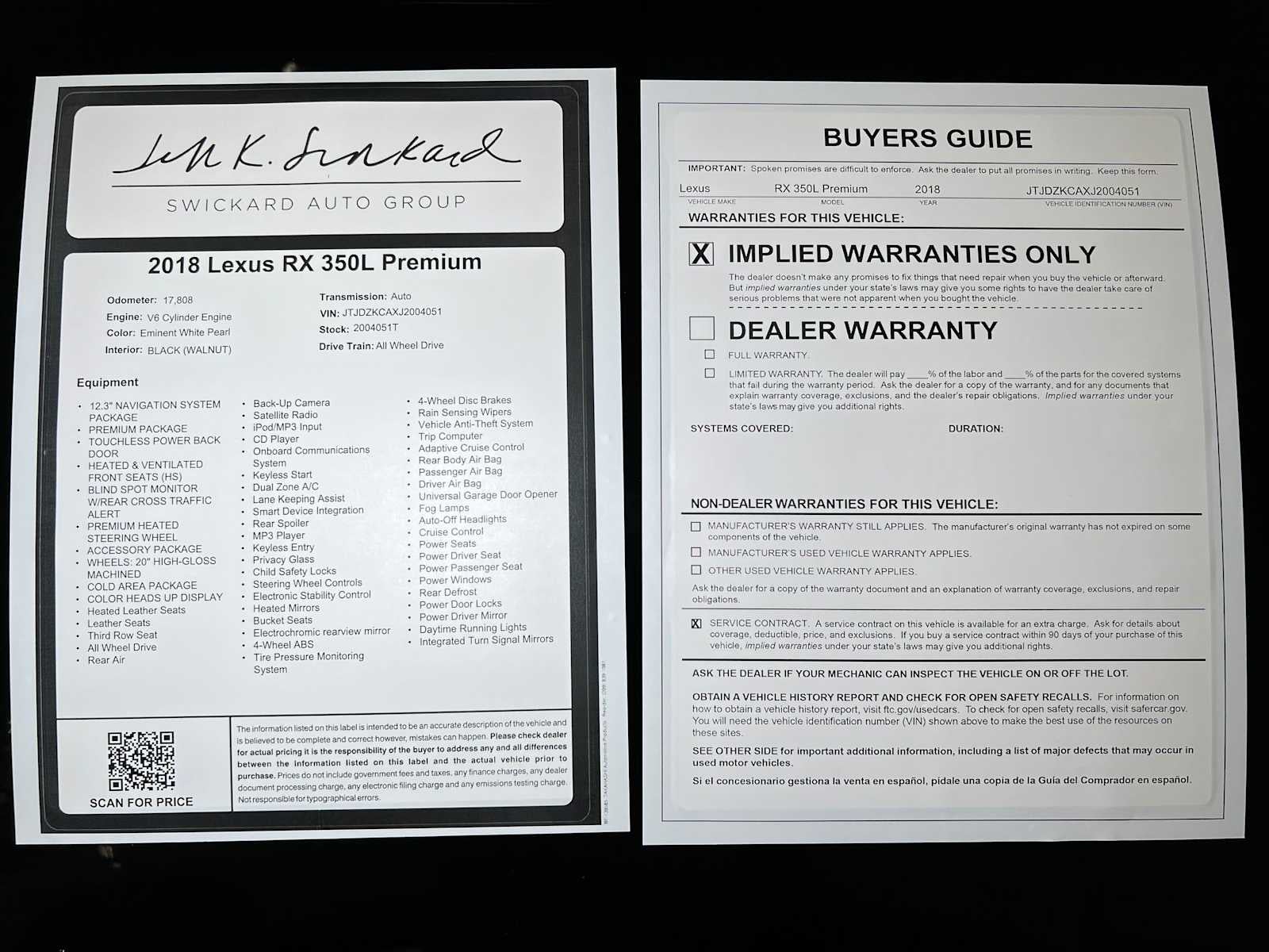 2018 Lexus RX 350L Premium RX 350L Premium