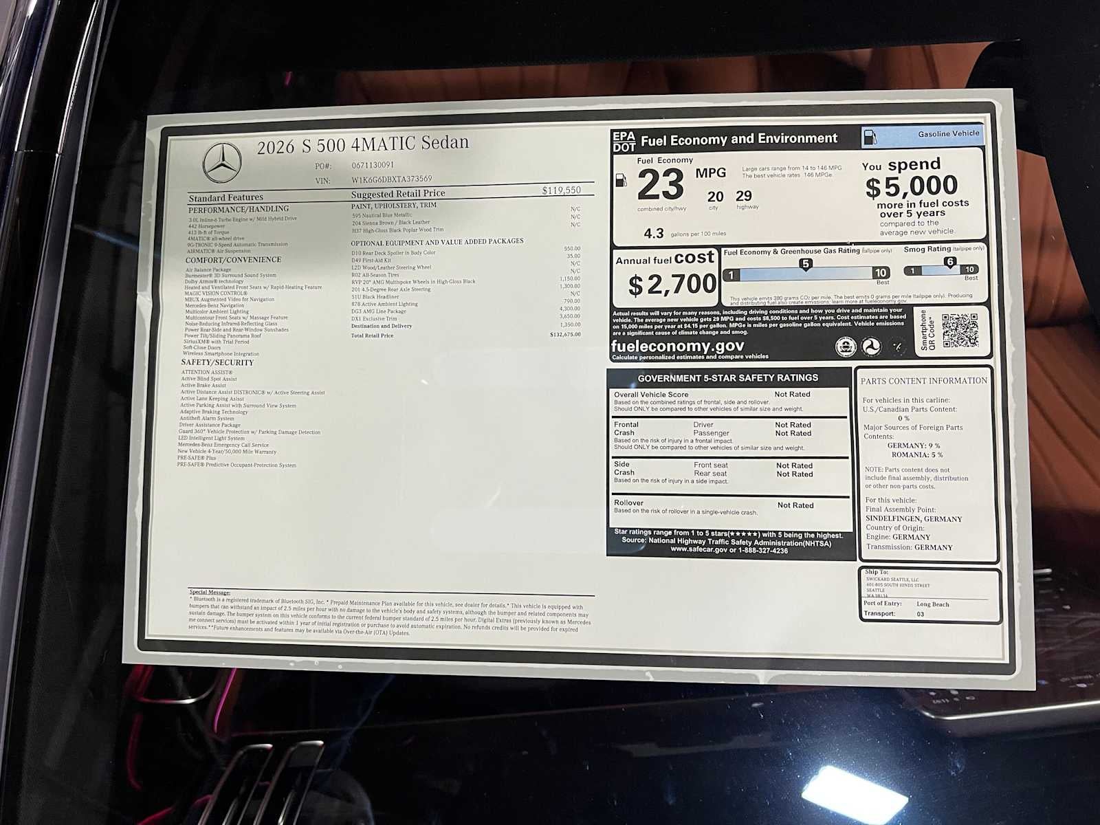 2026 Mercedes-Benz S 500 4MATIC® Sedan