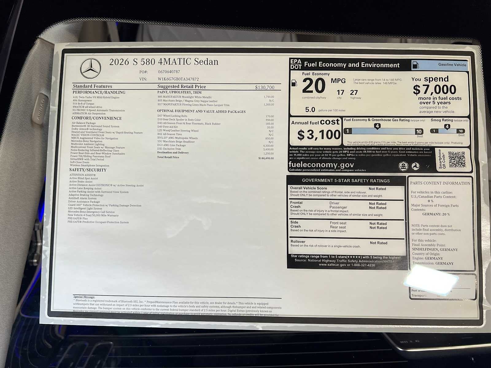 2026 Mercedes-Benz S-Class S 580