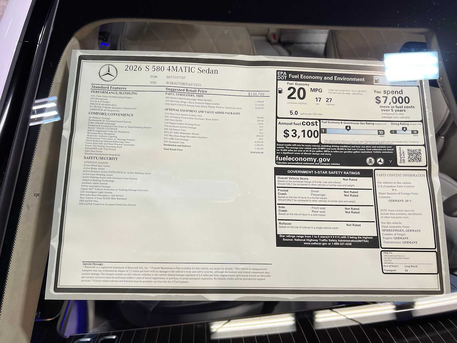 2026 Mercedes-Benz S 580 4MATIC® Sedan