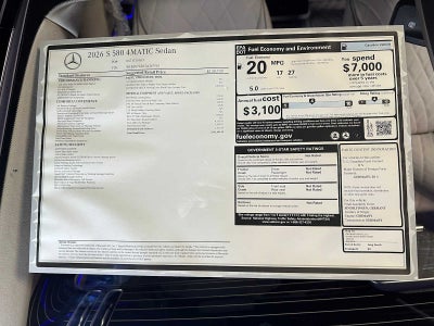 2026 Mercedes-Benz S-Class S 580