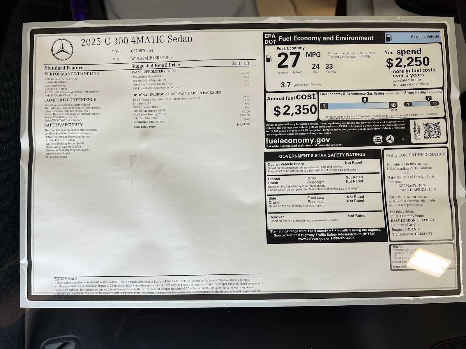 2025 Mercedes-Benz C-Class C 300