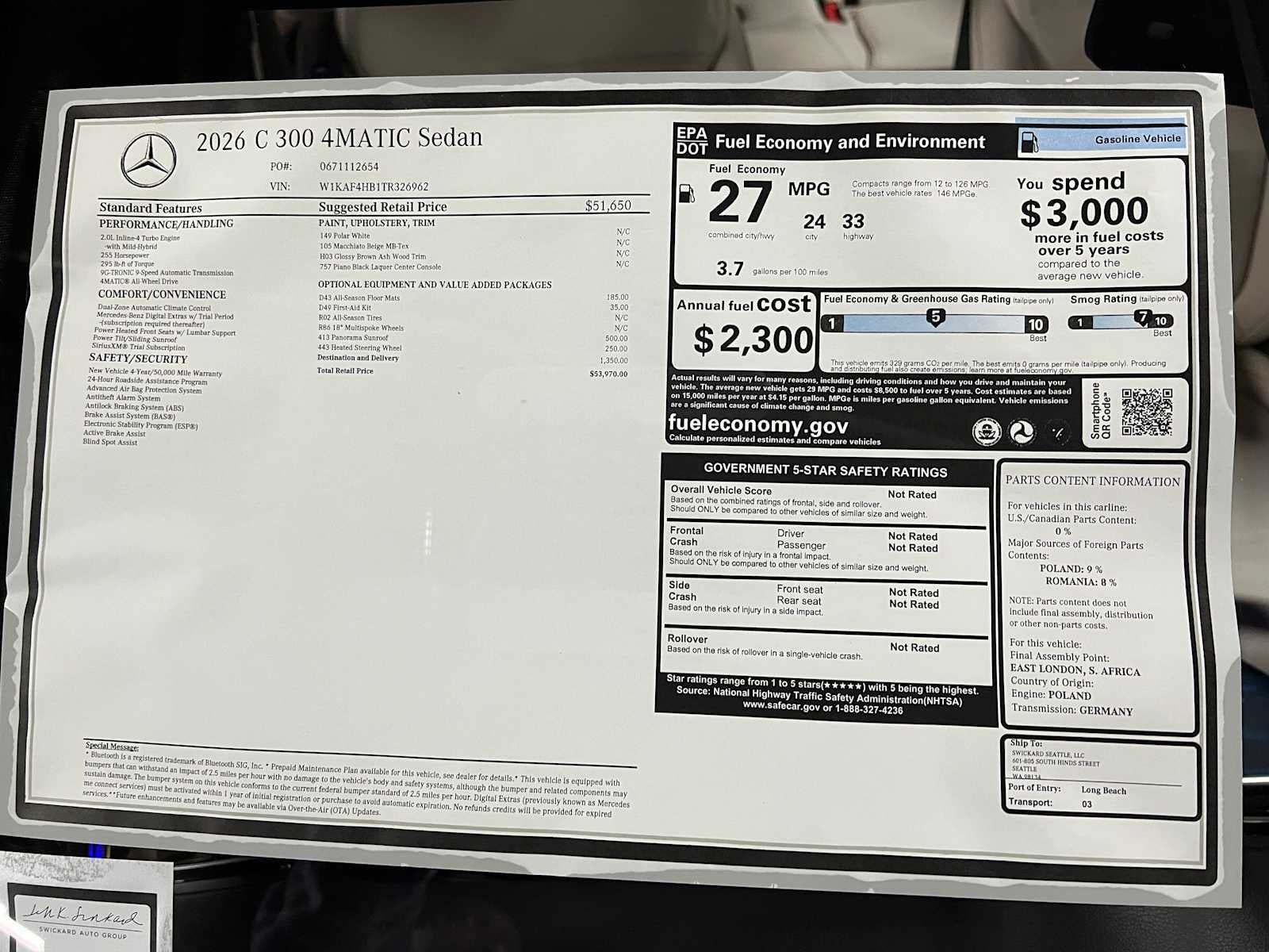 2026 Mercedes-Benz C 300 4MATIC® Sedan