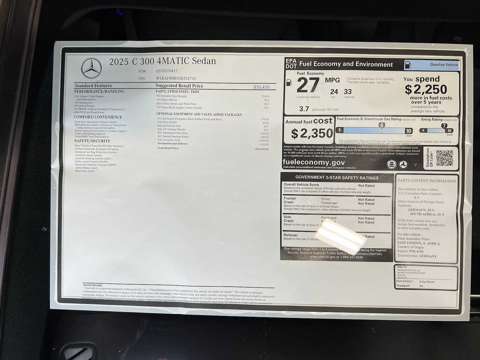 2025 Mercedes-Benz C-Class C 300