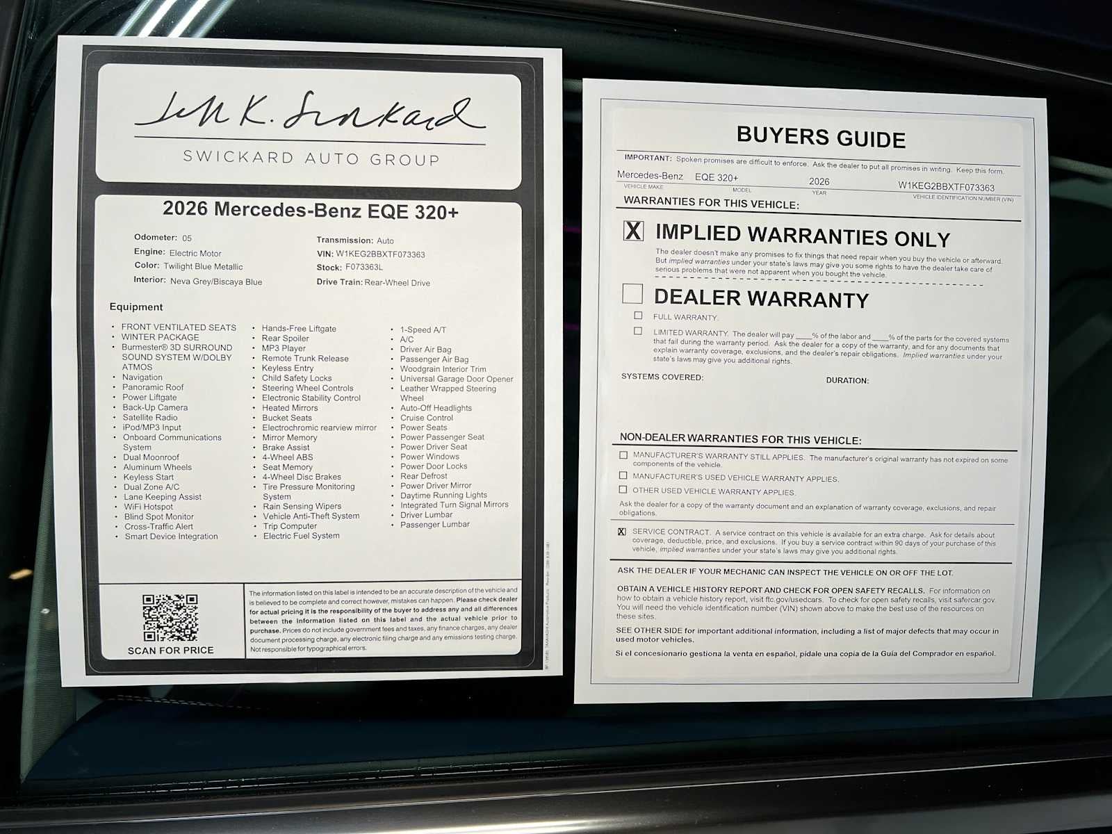 2026 Mercedes-Benz EQE 320+ Sedan