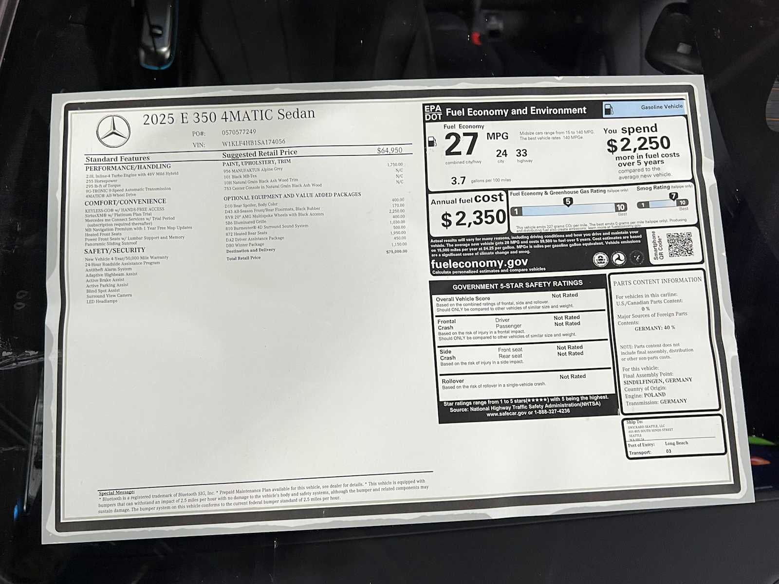 2025 Mercedes-Benz E-Class E 350