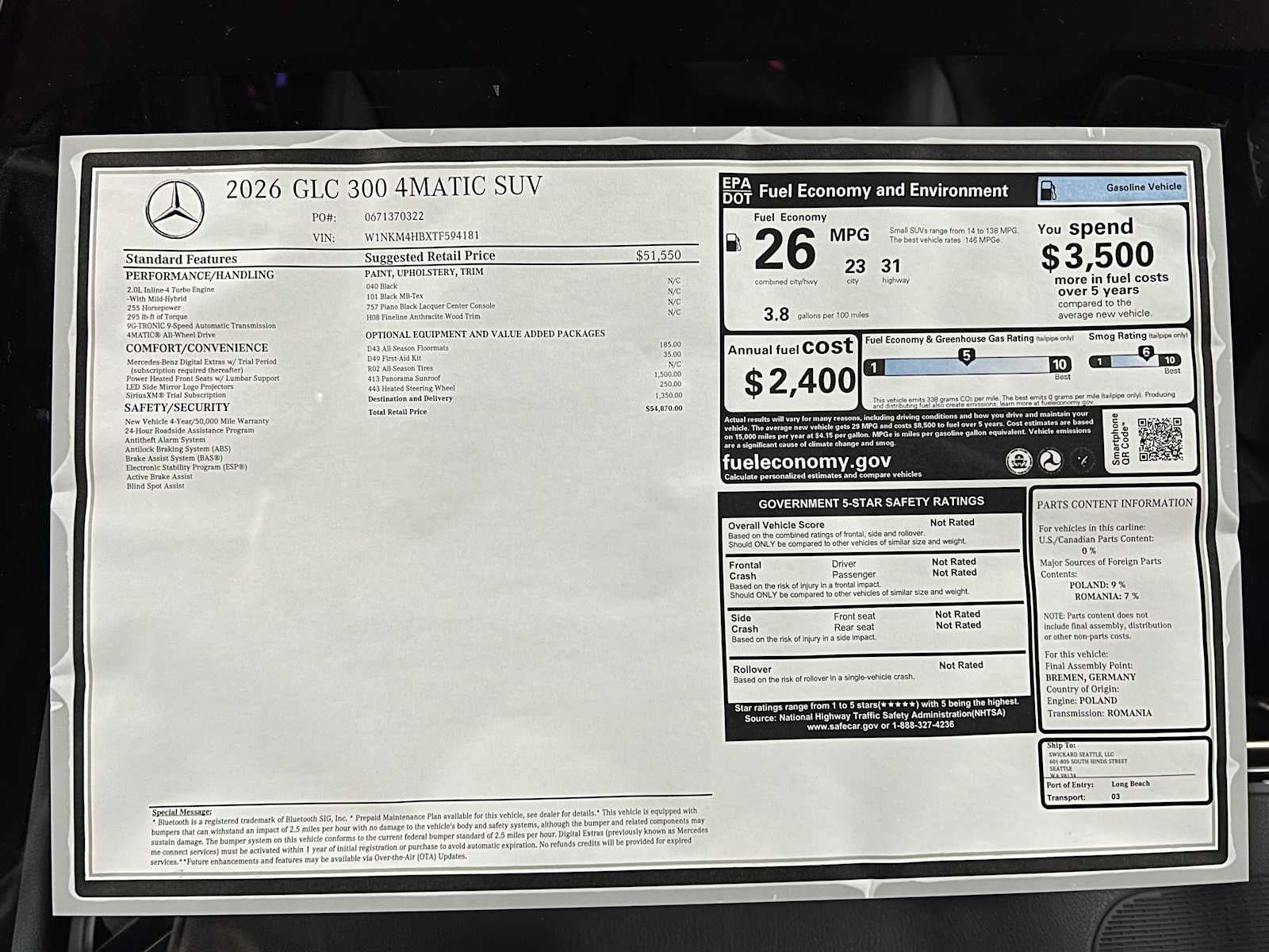 2026 Mercedes-Benz GLC 300 4MATIC® SUV