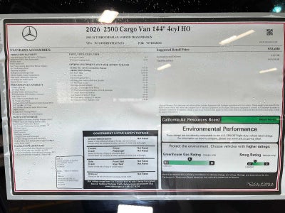 2026 Mercedes-Benz Sprinter 2500 Standard Roof I4 Diesel HO 144" RWD