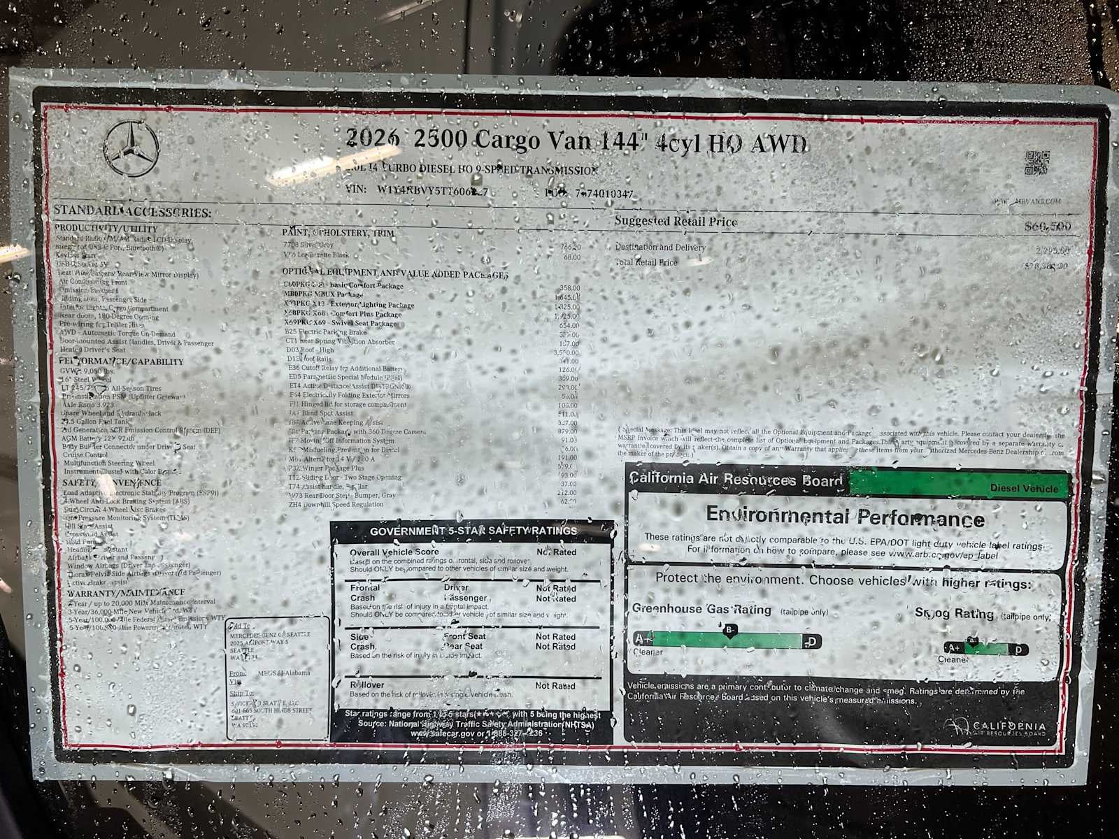 2026 Mercedes-Benz Sprinter 2500 Standard Roof I4 Diesel HO 144" AWD