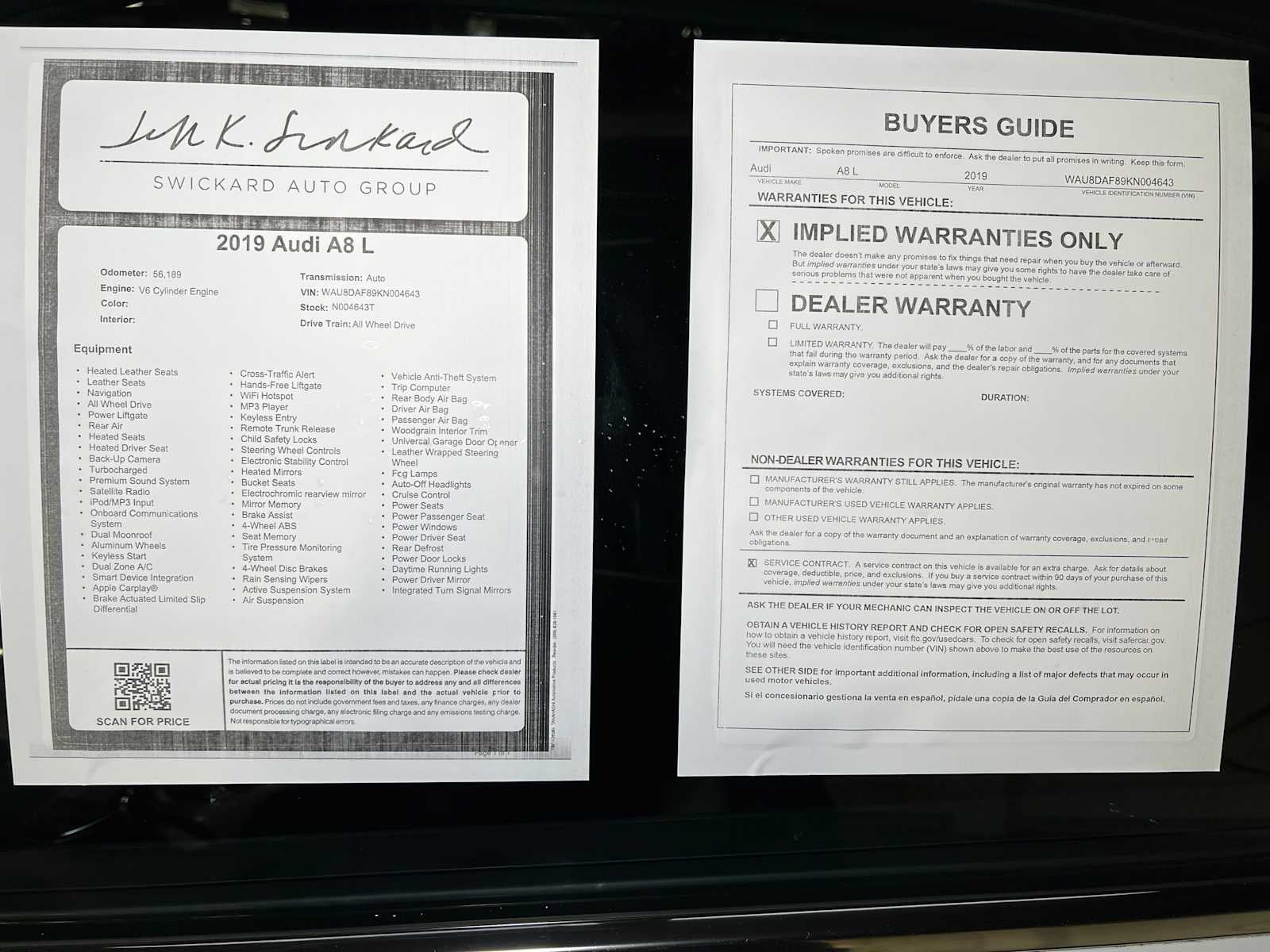 2019 Audi A8 L 55 TFSI quattro