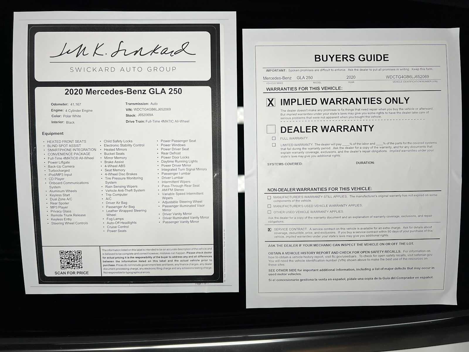 2020 Mercedes-Benz GLA 250 4MATIC® SUV