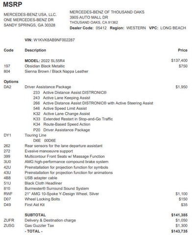 2022 Mercedes-Benz SL-Class AMG® SL 55