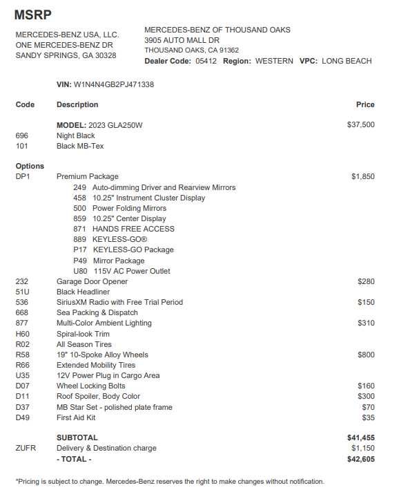 2023 Mercedes-Benz GLA GLA 250