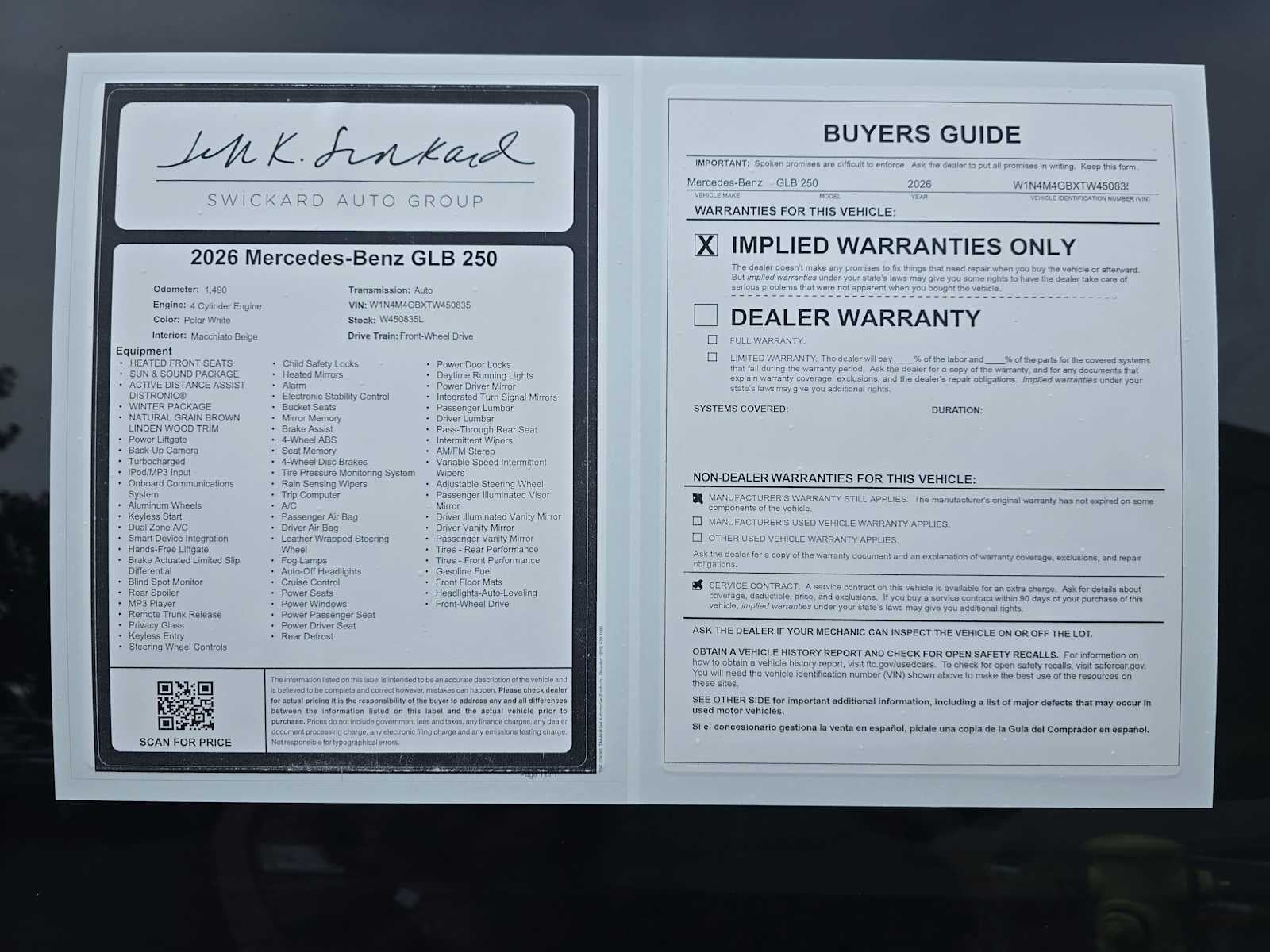 2026 Mercedes-Benz GLB GLB 250