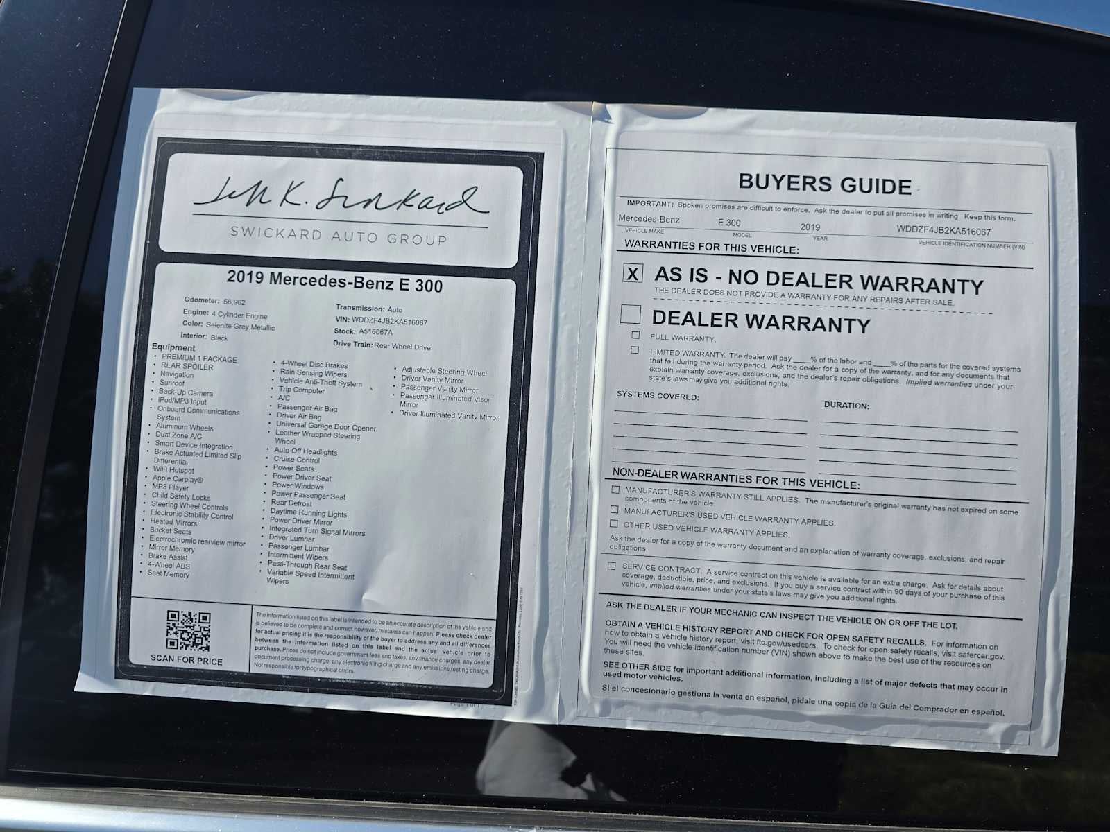 2019 Mercedes-Benz E-Class E 300